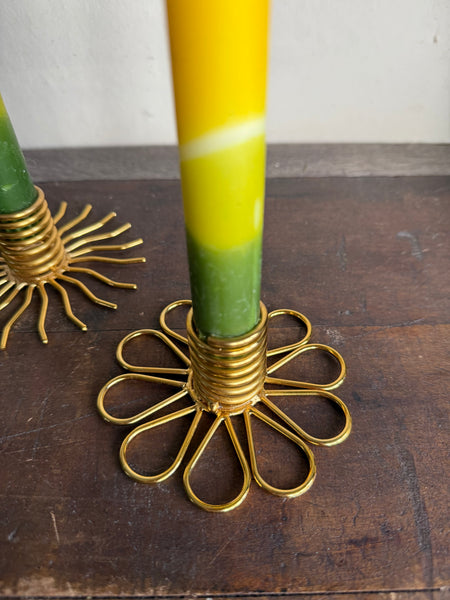 Pair Of Sun/Petal Candlestick Holder