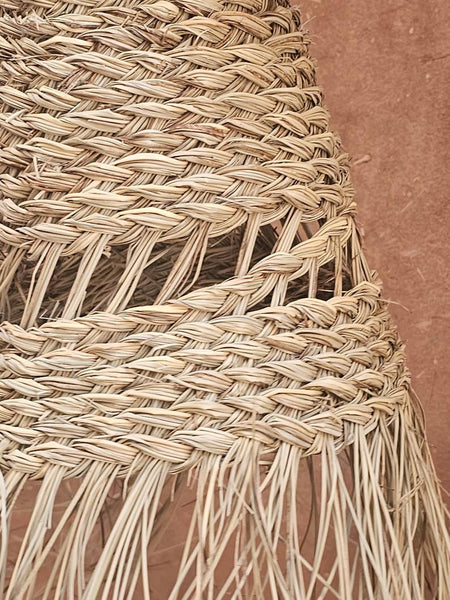 Moroccan Straw Pendant Light with Natural Lampshade