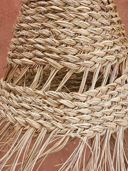 Moroccan Straw Pendant Light with Natural Lampshade