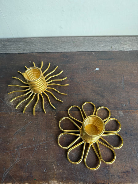 Pair Of Sun/Petal Candlestick Holder
