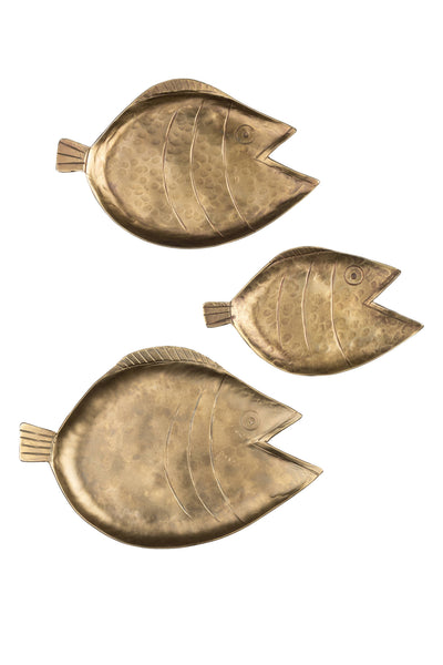 Set Of 3 Brass Fish Trays