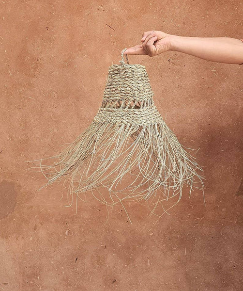 Moroccan Straw Pendant Light with Natural Lampshade