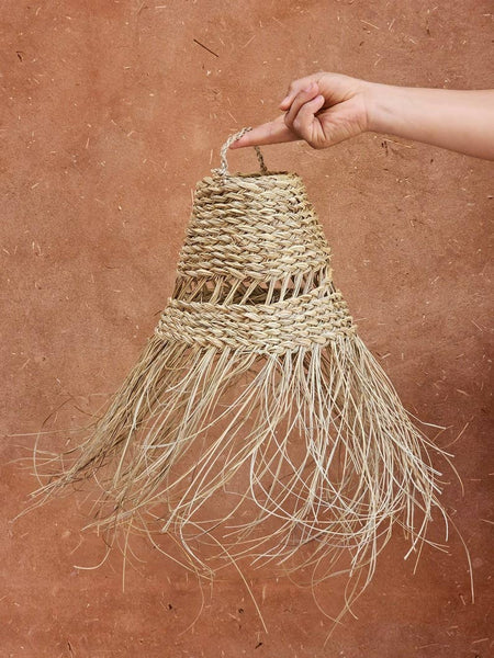 Moroccan Straw Pendant Light with Natural Lampshade