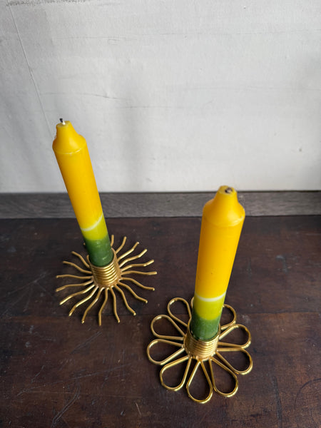 Pair Of Sun/Petal Candlestick Holder