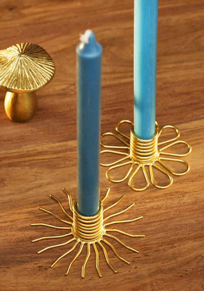 Pair Of Sun/Petal Candlestick Holder