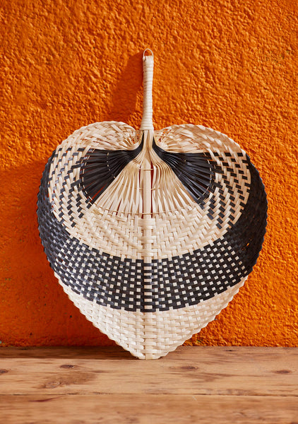 Bamboo Fan Black Stripe
