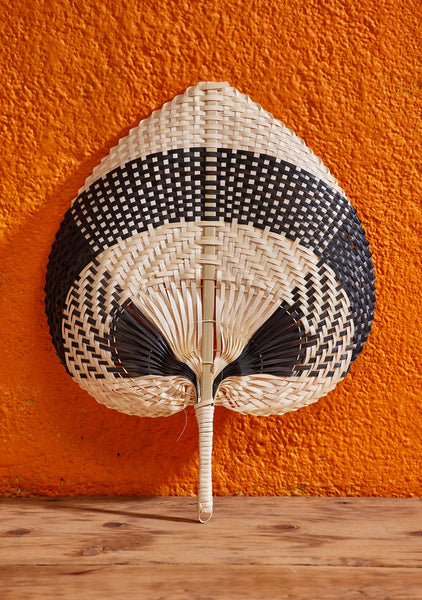 Bamboo Fan Black Stripe