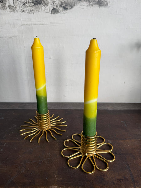 Pair Of Sun/Petal Candlestick Holder