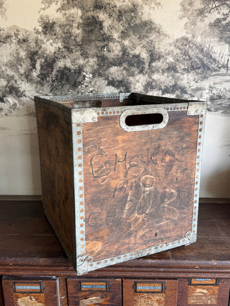 Vintage Wood & Metal Tea Crate