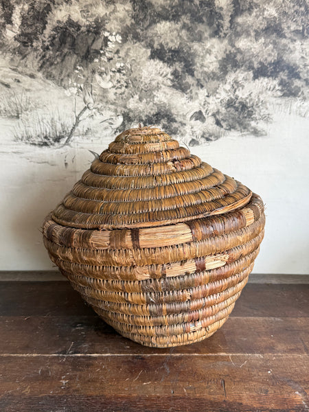 Vintage Hand Coiled Tribal Basket