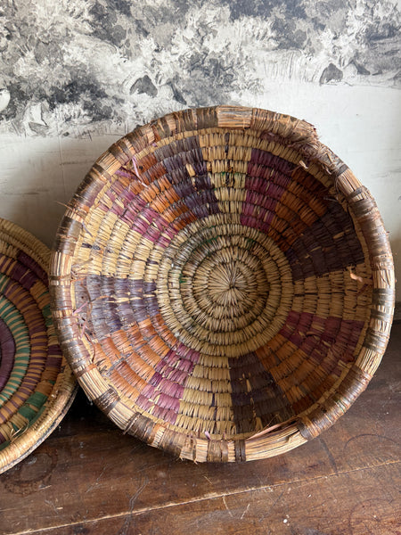 Vintage Hand Coiled Tribal Basket
