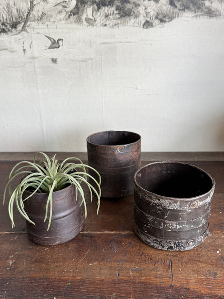 Set of 3 Grain Measure Metal Pots