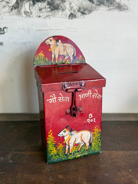 Metal Painted Cow Money Box
