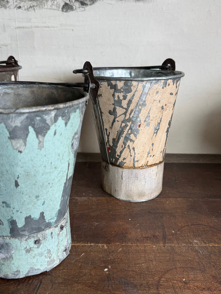 Small Handpainted Rustic Metal Bucket