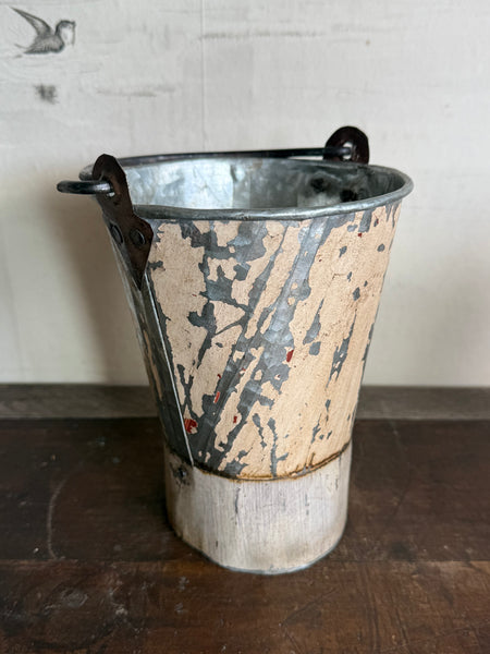 Small Handpainted Rustic Metal Bucket