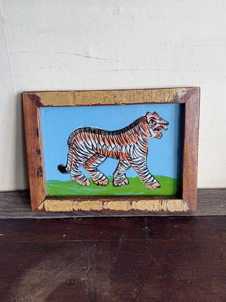 Indian Reverse Glass Paintings Tiger