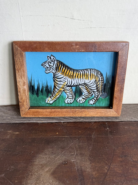 Indian Reverse Glass Paintings Tiger