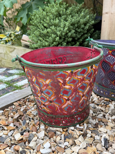 Handpainted Metal Bucket Planters