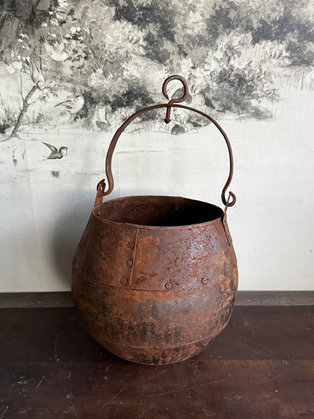 Vintage Hanging Metal Pot
