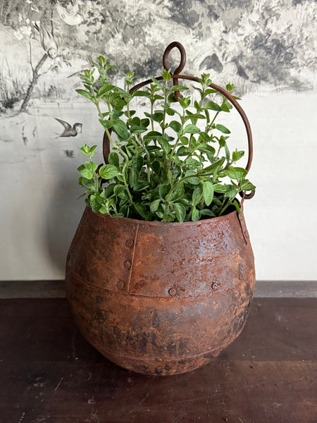 Vintage Hanging Metal Pot