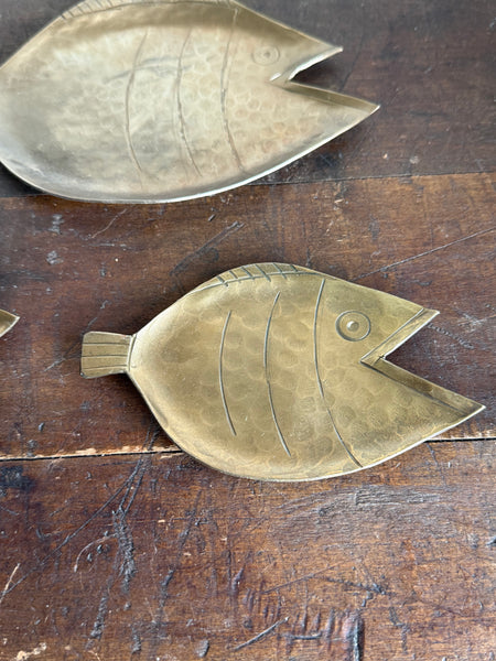 Set Of 3 Brass Fish Trays