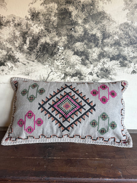 Satara Embroidered Stone Wash Cushion Cover