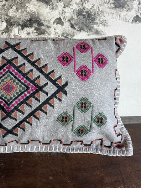 Satara Embroidered Stone Wash Cushion Cover
