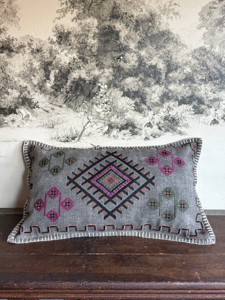 Satara Embroidered Stone Wash Cushion Cover