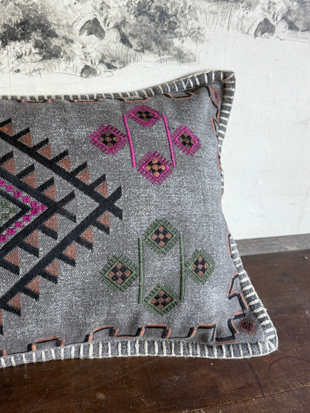 Satara Embroidered Stone Wash Cushion Cover