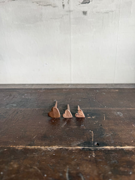 Antique Finished Set Of 3 Heart Shaped Nails