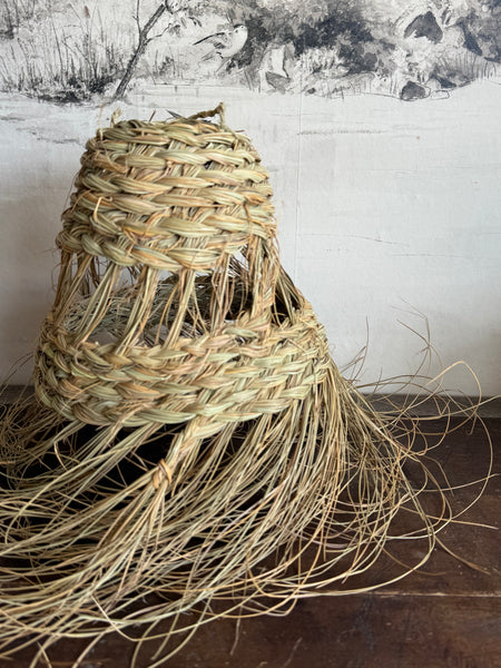 Moroccan Straw Pendant Light with Natural Lampshade