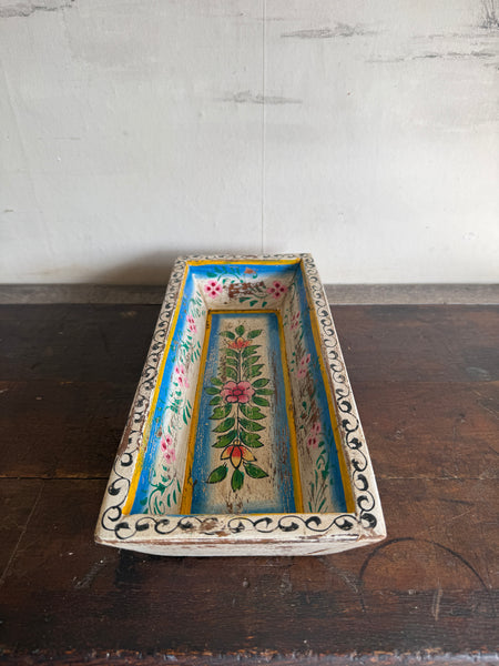 Hand Painted Indian Wooden Tray Floral Design