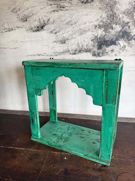 Arched Green Painted Shelf Wall Decor