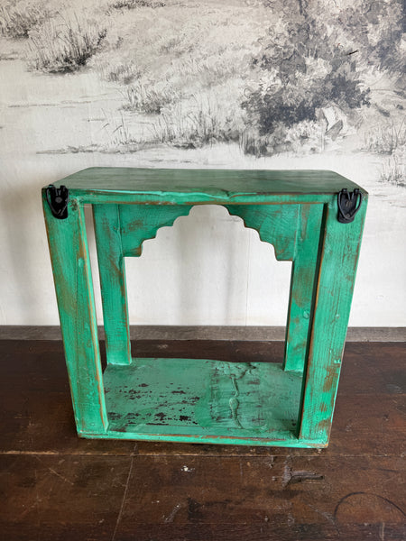 Arched Green Painted Shelf Wall Decor