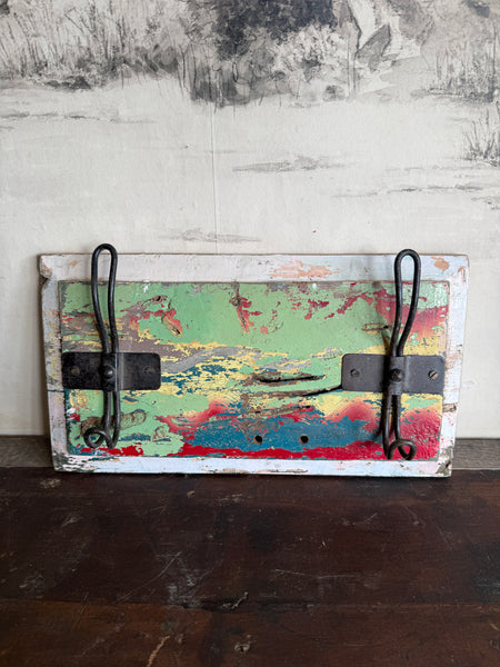Painted Reclaimed Wood Wall Coat Hooks