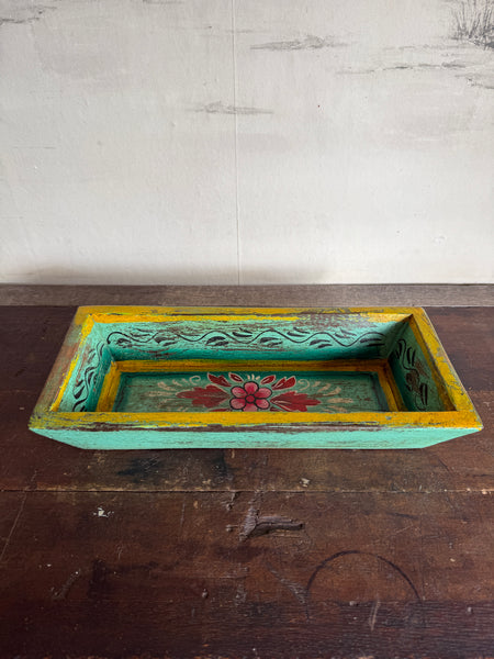 Hand Painted Indian Wooden Tray Floral Design