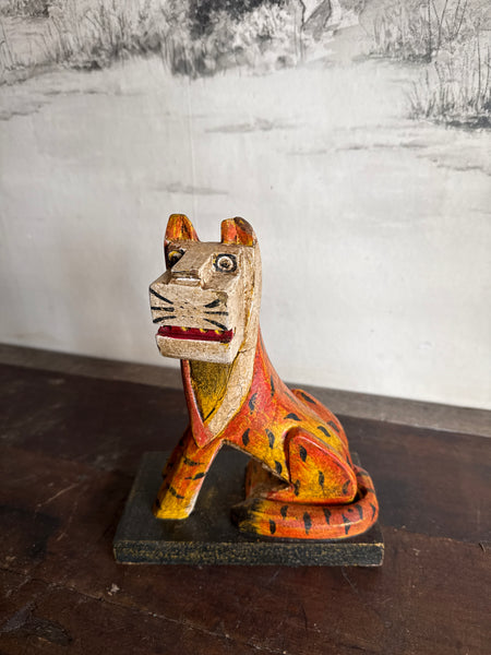 Handcarved Handpainted Indian Wooden Tiger