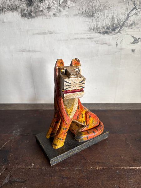 Handcarved Handpainted Indian Wooden Tiger