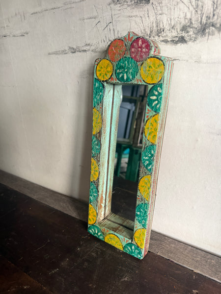 Handpainted Indian Arched Wall Mirror