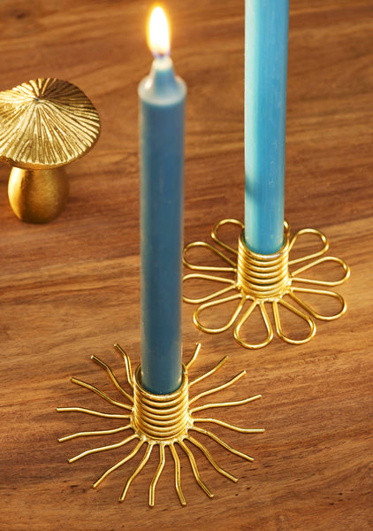 Pair Of Sun/Petal Candlestick Holder
