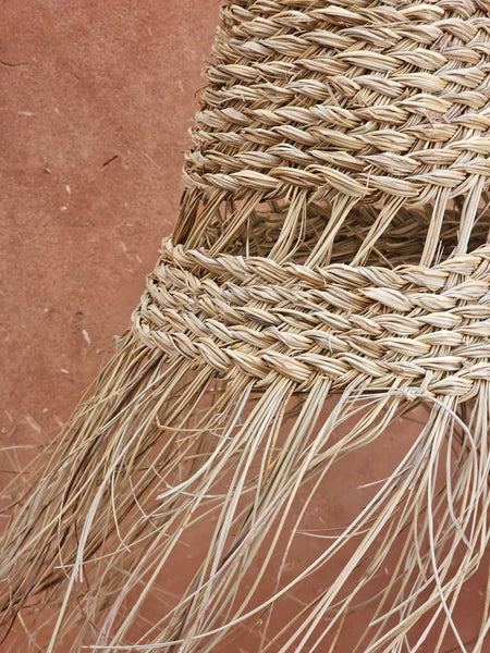Moroccan Straw Pendant Light with Natural Lampshade